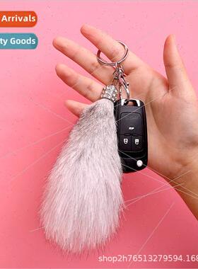 Fox real hair men and women car keychain fur bag plush jewel
