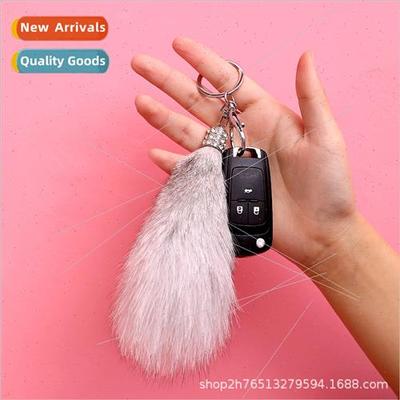 Fox real hair men and women car keychain fur bag plush jewel