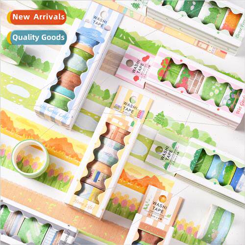 Cute slow life washi tape creative clouds handbook landscape