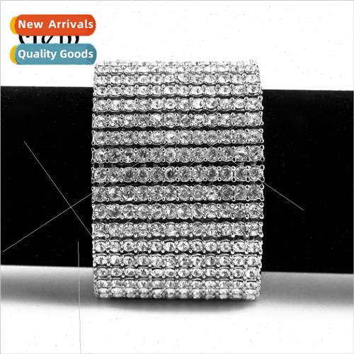 Hip Hop Diamond Encrusted 12 Rows Alloy Bracelet che Trend M