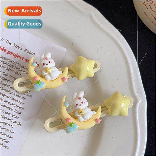 tting on moon rabb hair clips cute sweet stars student bangs