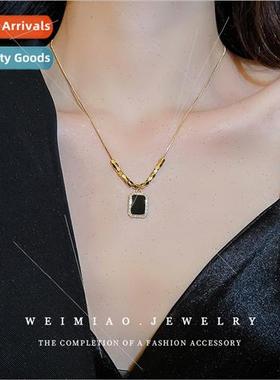 Zirconia square geometric necklace ins fashion commuter hund