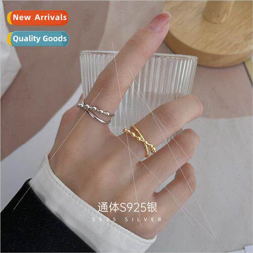 S925 silver ring female Japan simple cross finger ring open