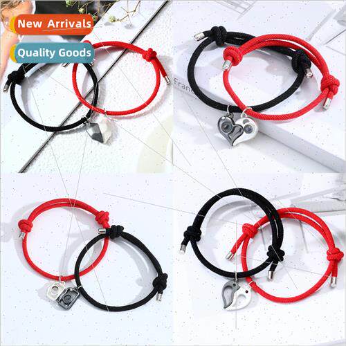 Fashion Red Black Rope Love Wish Stone Couple Splicing Magne