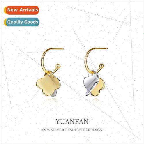 925 silver color separation four-leaf clover earrings female