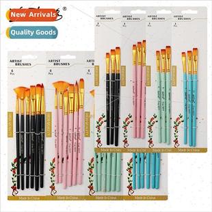 3 Oil Brushes 6 Brushes Set Nylon Hair Watercolor Pastel Bru