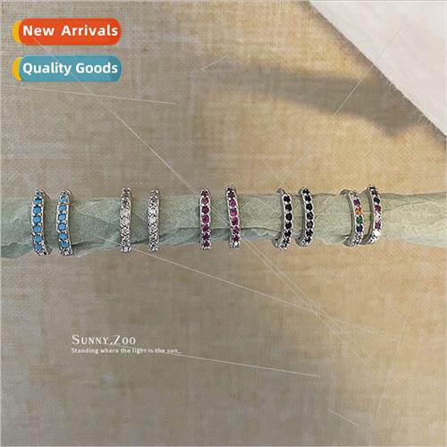 Row diamond earrings flash diamond earrings simple circle ea