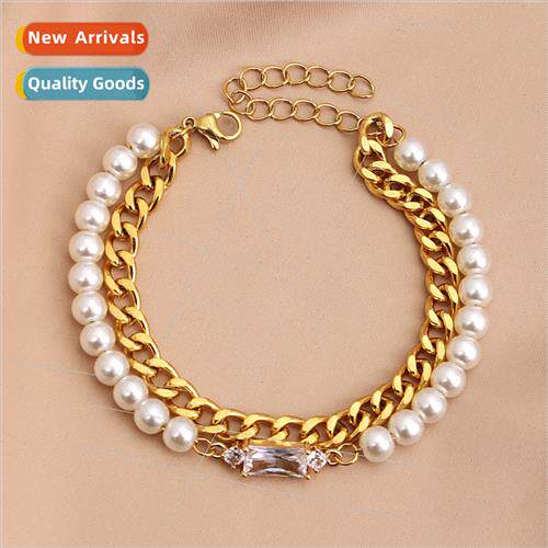 Europe new zirconia diamond imation pearl Cuban chain double