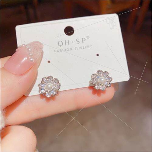 New Korea zirconia rotating flowers fashion exquise silver p