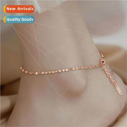 tide double-sided tanium steel double love anklet female gol