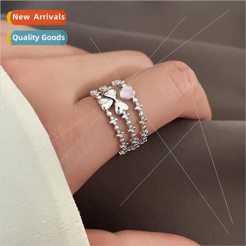 Four-leaf clover ring to attract good luck multi-layer wide