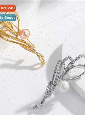 Zircon brooch female high-luxury hobnail atmosphere pearl pi