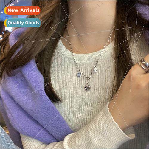Love smiley sweater chain fall winter fashion sense necklace