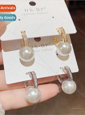 mple zirconia pearl earring clasp niche versatile earrings