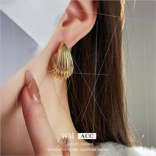 lver Needle Irregular Pleated Metal Drop Earrings Earrings V