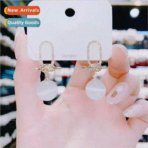 S925 silver needle Koreaew cold wind simple versatile earrin