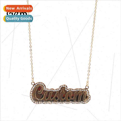 Hip Hop Stainless Steel Double Layer Letter Necklace DIY Cut