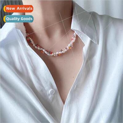 New tide ins necklace double layered stacking colorful beads