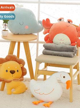 Plush toy swan lion whale pillow blanket 2 in 1 nap plop pil