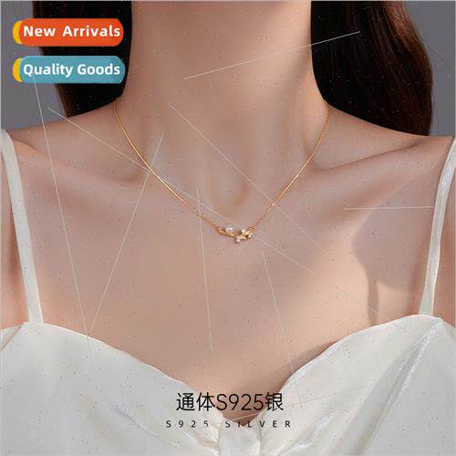 S925 silver French diamonds twig bead necklace female Mori c