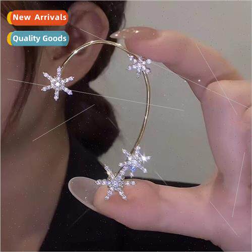 Snowflake ear hooks female niche super flash ear clips whout