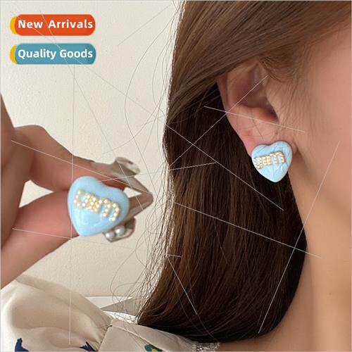 Blue love letter pearl earrings female fashion hundred wh ea