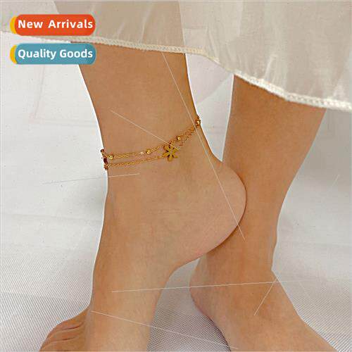 Korea Minimalist che Stainless Steel Flower wh Zirconia Doub