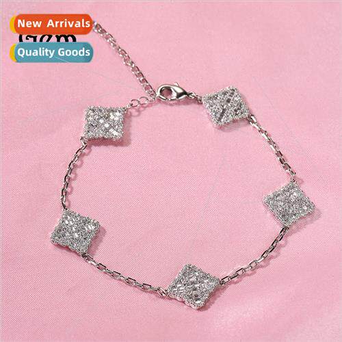 Hip hop new copper wh zirconia four-leaf clover bracelet nic