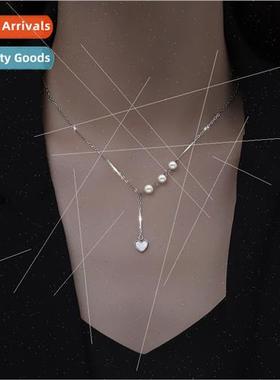 Whe mother-of-pearl heart necklace French sweater chain tass