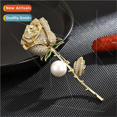 Rose flower brooch upscale lovely large corsage pin su coat