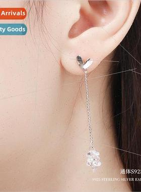 Koreasimple s925 silver love earrings female niche long tass