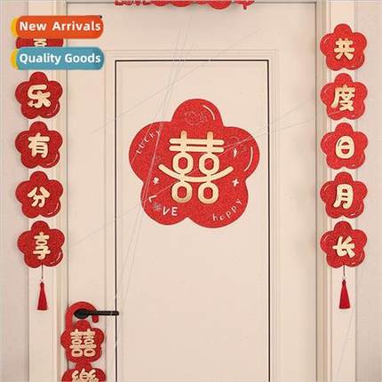 ins wedding decorations new room women room door pull flower