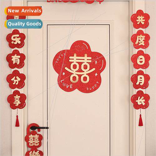 ins wedding decorations new room women room door pull flower