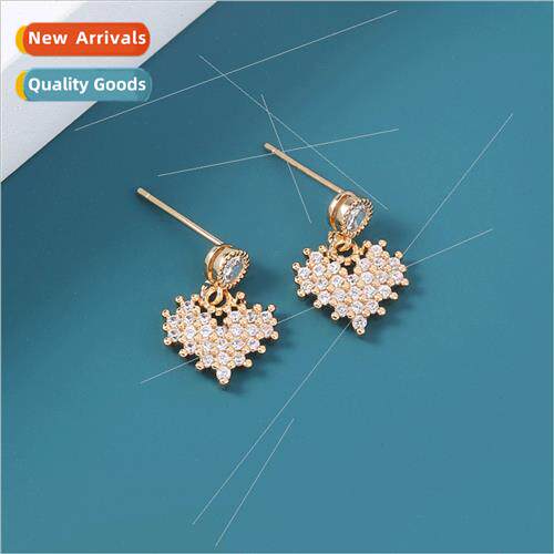 Europe new fashion earrings nd full diamond peach heart love