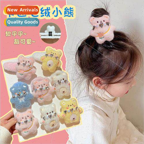 Children doll hair clips fall winter plush bear doll hair ca