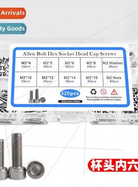 320pcs cup head hexagon socket set screws nuts flat washers