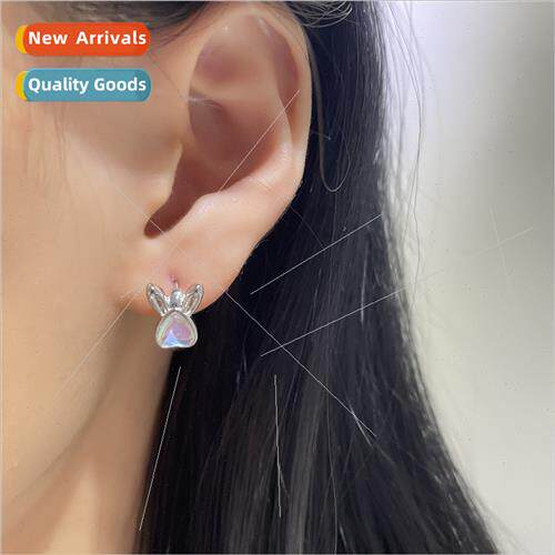 Moonstone bunny ear buckle trans earrings cute girlfriends h