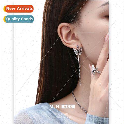 New word painting butterfly tassel earrings ancient delicate