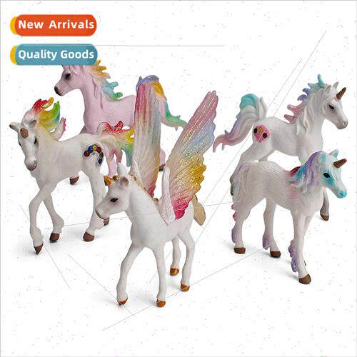 Pegasus model ornaments solid rainbow winged unicorn set sta