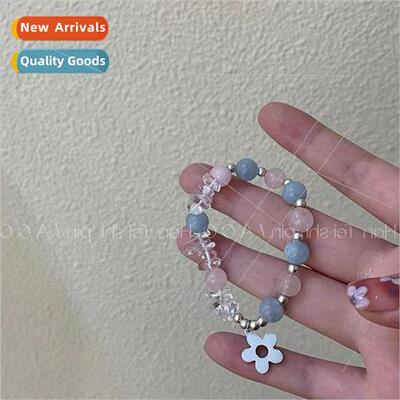 Korea new flower tag beaded bracelet girls ins niche bracele