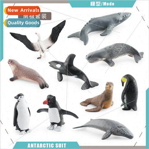 Mini Antarctic marine animal set penguin blue whale seal alb