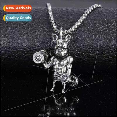 Europe bully fness dog pendant set men hip-hop necklace fash