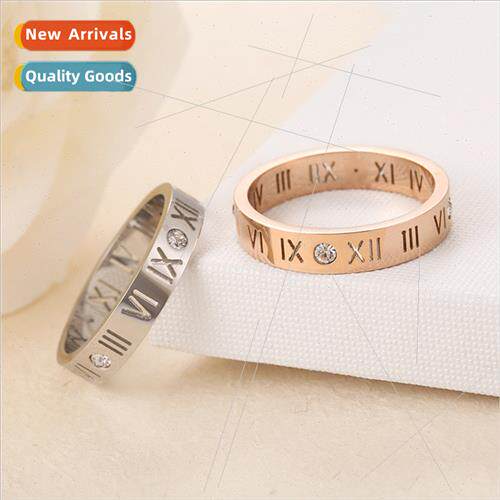 Rose Gold Tanium Numerals Ring Couple Fashion Pair Rings