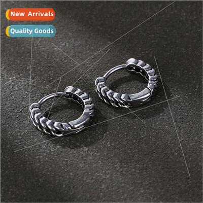Europe twist earrings ear buckle retro tanium steel stainles
