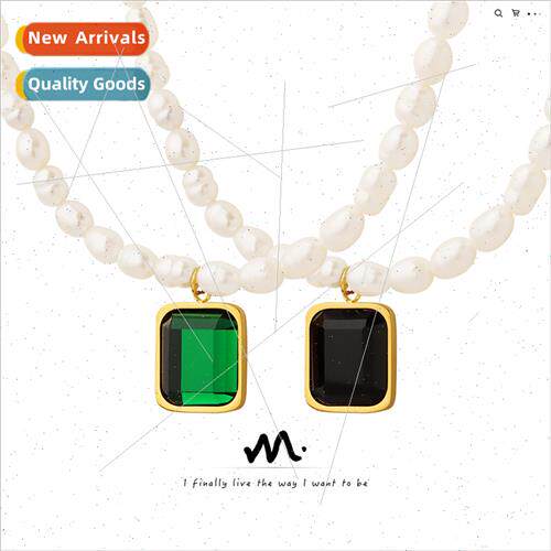 Do not lose color vintage niche necklace square crystal ston