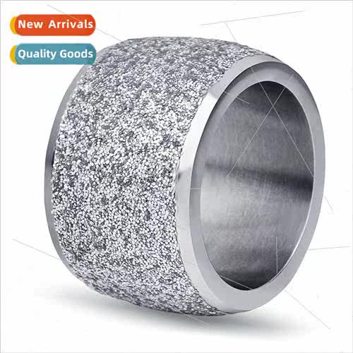 Korea Ins New 16MM Gold Frosted Stainless Steel Ring Tanium