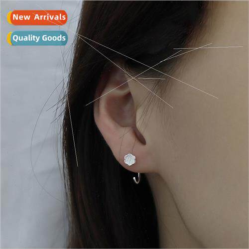 Gold-plated lotus earrings female aesthetic Mori half-circle