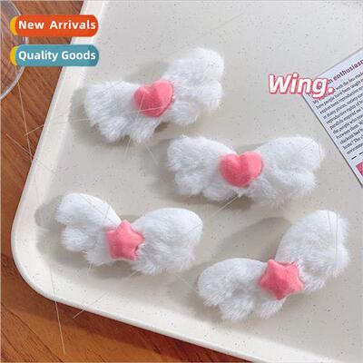 Cute love stars plush wings hair clips sweet girl heart side