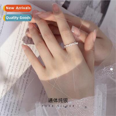 S925 silver Korea love heart intertwined ring female niche o