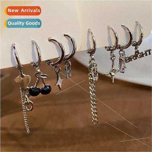 New sweet cool wind chain tassel ear buckle set four earring